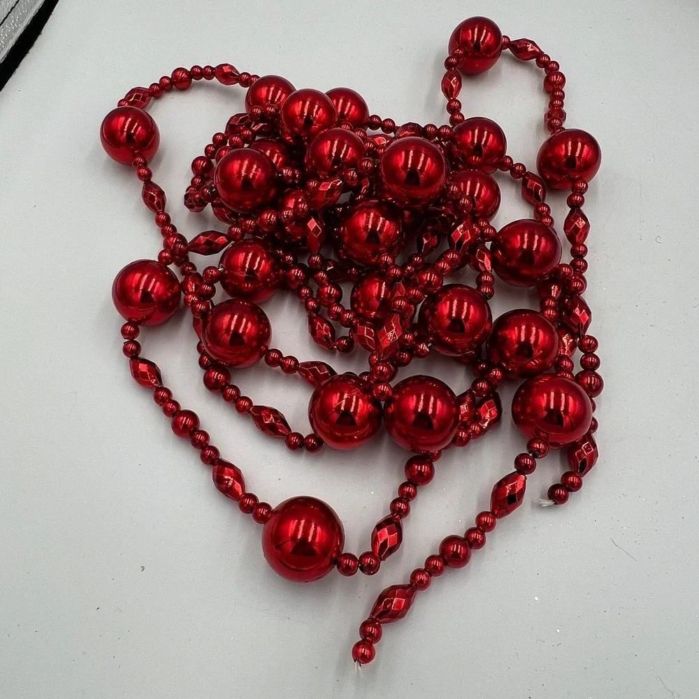 Christmas Garland Unisex 12ft Red NWOT Metallic Beaded Decor